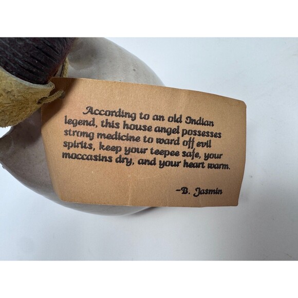 Val Knight Original Studio Stoneware Angel Figurine Native American Signed 5.5” - Picture 9 of 10